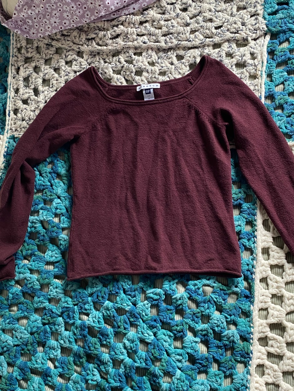 Gap Burgundy Stretch Knit Pullover Sweater Fall Wine S
